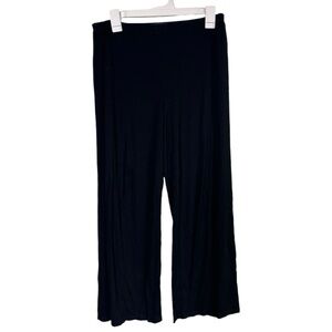 Eileen Fisher Black Viscose Blend Wide Leg Cropped Pull On Pants Size Small